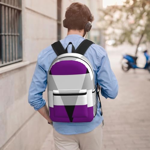 Aegosexual LGBT Pride Flag Gay Lesbian Rainbow Fashionable Daypack 17 Inches Zippers Backpack Double Shoulder Bag for Women Men4