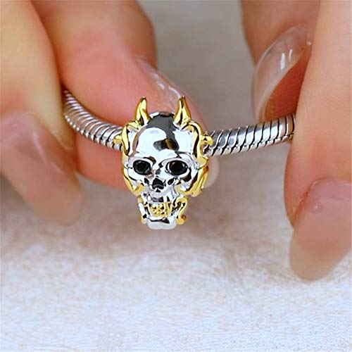 Image of GNOCE Skull Pendant Charm Silver Dangle Charms Bead fit Bracelet /Necklace Jewelry Gift for Women Men