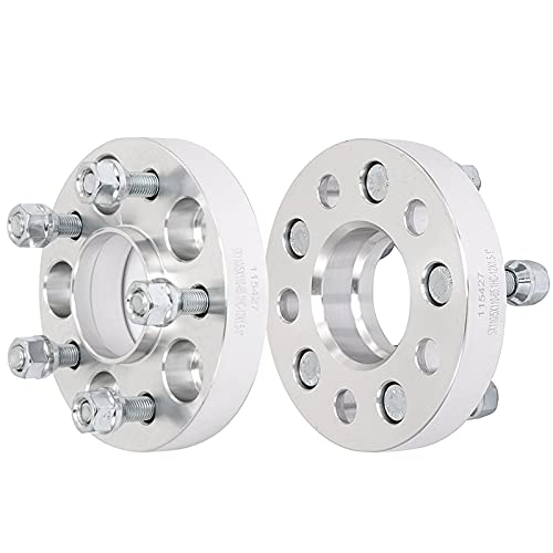 SCITOO 5x110 Wheel Spacers 1 inch Thick Hub Bore 65.1mm with 12x1.5 Studs, Silver 5 Lug Wheel Spacers Fit for 200 2015-2017 for 9-3 1999-2011 - 2Pcs