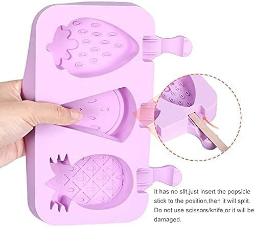 Silicone Reusable Popsicle & Cakesicle Molds - Ice Pop Maker for DIY Ice Cream Food Grade Cake Mold with 100 Wooden Sticks