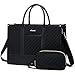 LOVEVOOK Handbags for Women Laptop Bags 17 Inch, Ladies Tote Bag for Work Office Business School, Large Womens Shoulder Bag with Adjustable Straps & Clutch Bag Lightweight, Black