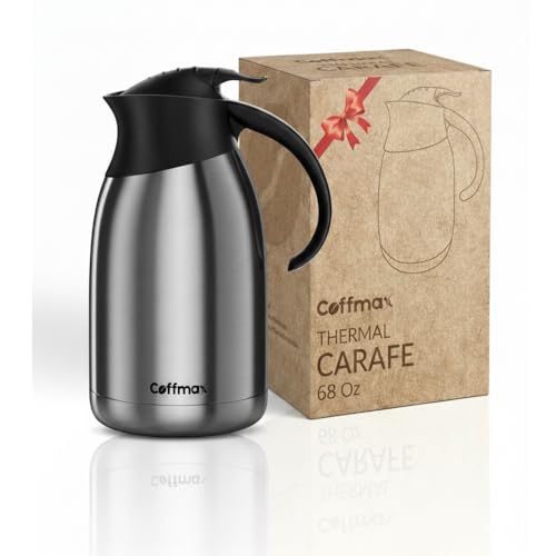 Coffee Carafe for Keeping Coffee Hot - 68 Oz Vacuum Insulated Thermal Pitcher by Coffmax