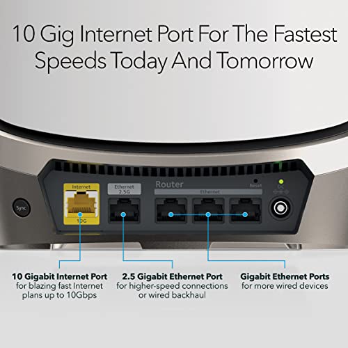 Image of NETGEAR Orbi Quad-Band WiFi 6E Router (RBRE960), 10Gbps Speed, Coverage up to 3,000 sq. ft, 200 Devices, 10 Gig Internet Port, Expandable to Create A Mesh System, AXE11000 802.11ax (Renewed)