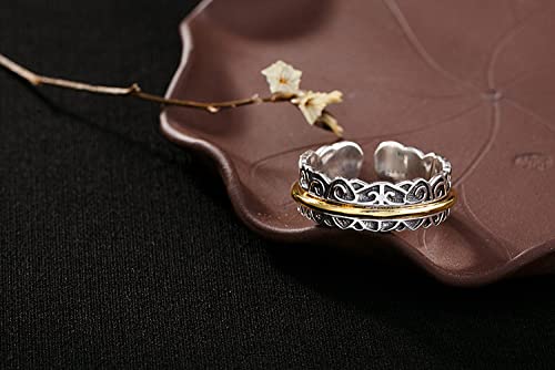 Bague d'ouverture rétro de cloud us argent ajustable dame - 3