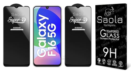 Image of Saola HD Clear Tempered Glass for Samsung Galaxy F16 5G | High Strength 9H Protection, Smooth Touch, Full Coverage Screen Guard, 2-Step Installation Kit | Quick & Easy Application (Pack of 2)