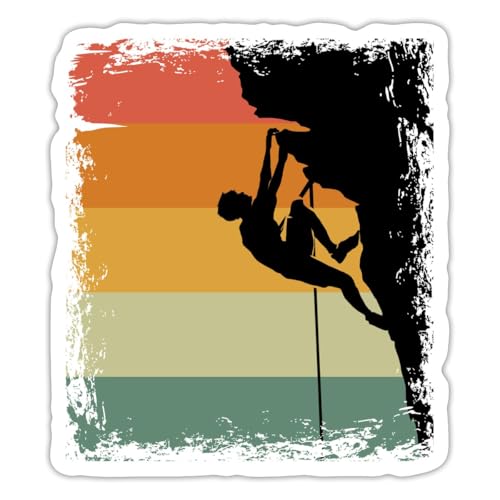 Spreadshirt Escalade Bloc Alpinisme Climbing Vintage Rétro Grimpeur Alpine Humour Autocollant Sticker, 10 x 10 cm, blanc mat