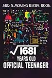 bbq smoking recipe book :square root of 1681 41 years old official birthday: gifts for grandpa:pitmaster journal notebook for testing and perfecting ... cook temps, times, and more!,birthday gifts