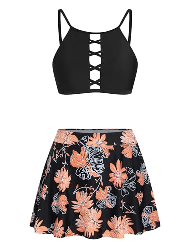 ZAFUL Bikini Sets for Women High Waisted Tummy Control Swim Skirt Set Two Piece Cutout Swim Suit 2025 Modest Swimsuit2
