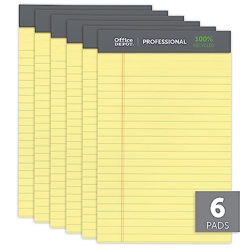 Office Depot® Blocos de escrita profissionais da marca, 12,7 x 20,3 cm, pautado estreito, 50 folhas,