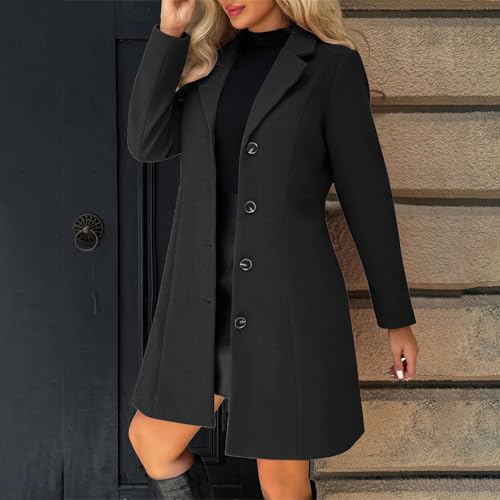FPMLUXLL Peacoat Womens Coat Winter Warm Long Sleeve Long Coat with Pockets - image 2