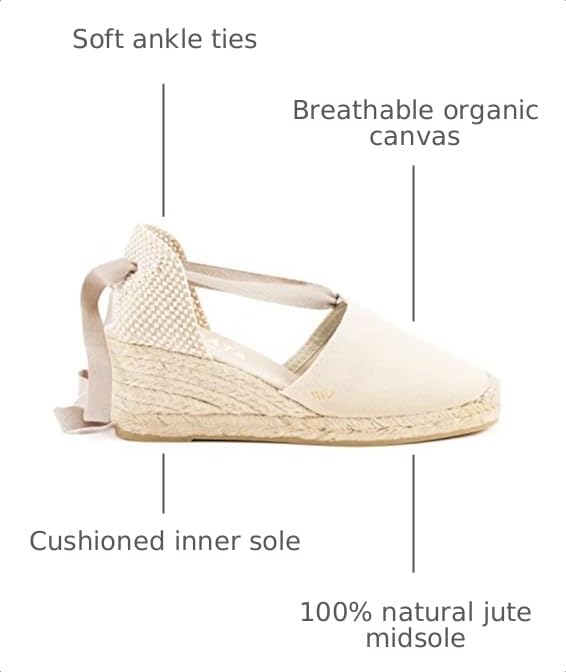 Image of VISCATA Escala Espadrille Canvas Wedges with Sleek Ankle Laces Women's Lace Up Shoes Handmade in Spain Organic Cotton Canvas and 100% Natural Jute Midsole for All Occasions