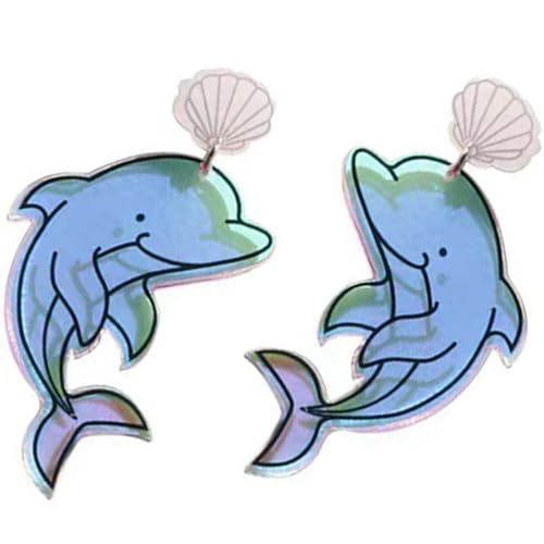 DEARMAMY 1 Par De Pendientes De Delfín De La Tapa Pendientes De Medallón Para Mujer Pendientes De Océano De Moda Pendientes De Playa Para Mujer Joyería De Moda Pendientes Llamativos