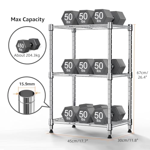 image for M MZG 450 lbs Wire Storage Shelving 3-Tier Utility Shelving Unit Steel