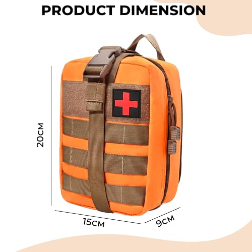 Image of Kraptick Medical Molle Pouch | Tactical First Aid Kit Bag | Military Emergency Medical Pouch | Waterproof & Durable Trauma Kit | Compact Molle Medic Bag for Outdoor, Camping & Survival (Orange)