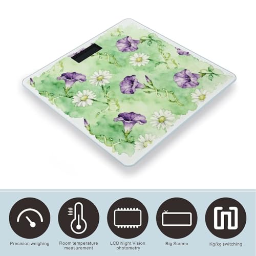 Báscula digital de baño precisa y estable color púrpura y blanco miniatura 3