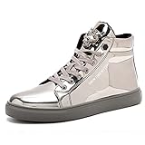 IGxx Men's Sneakers Punk Ankle Boots for Men Metal Rivet High Top Lace-up Running Basketball Shoes...
