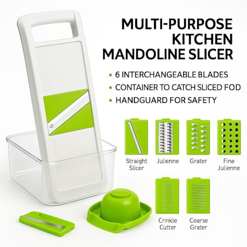 Image of 6-in-1 Vegetable Mandoline Slicer with Storage Container