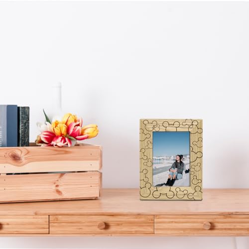 Cute Wooden Picture Frame, Light Wood Grain Cartoon Characters Photo Frame, Fits 4x6 Inch Photo, Display on Table Top Desk, Picture Gift for Friend - Image 4