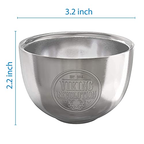 Image of Viking Revolution Stainless Steel Shaving Soap Bowl- Shaving Mug for Shave Cream & Soap- Double Layer, Unbreakable Shaving Cup for Wet Shave 3.2 inch x 2.2 inch