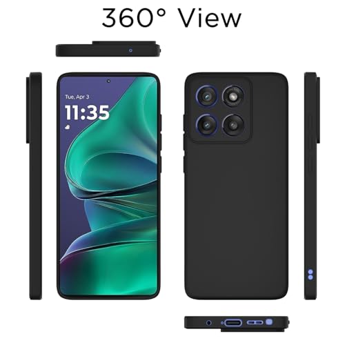 Image of Outlouders Back Cover for Motorola Moto Edge 60 Stylus 5G | Camera Protection | Durable Soft Matte Silicone Bumper Case (Black)