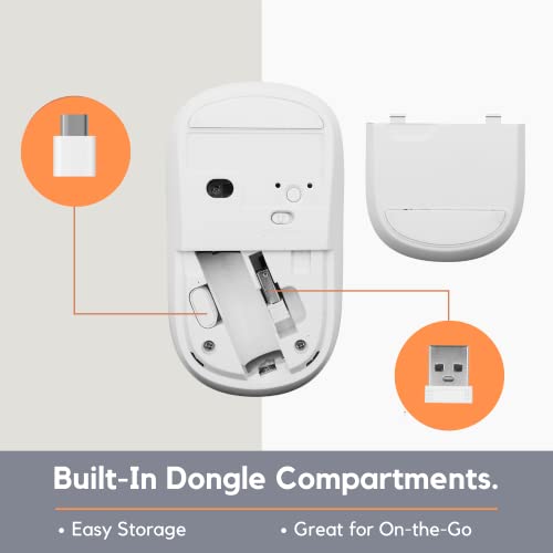 X9 Performance Usb C Mouse Wireless With Usb And Type C Receiver - Great Cordless Multi-Device Mouse - 2.4G Rf White Usb Type C Wireless Mouse For Macbook Pro/Air, Apple Mac, Imac, Laptop, Pc Computer #TOP4