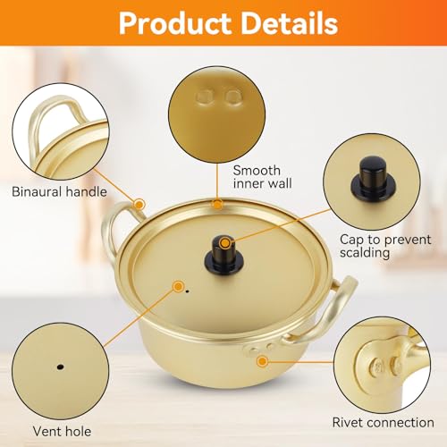 Korean Noodle Cooking Pot with Handles, 16cm Small Aluminium Everyday Pan for Induction Hob - Ideal for Soup, Noodle, and Pasta - Image 4