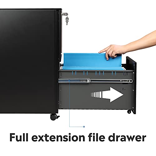 Devaise 2-Drawer Mobile File Cabinet With Lock, Commercial Vertical Cabinet In Black #TOP5