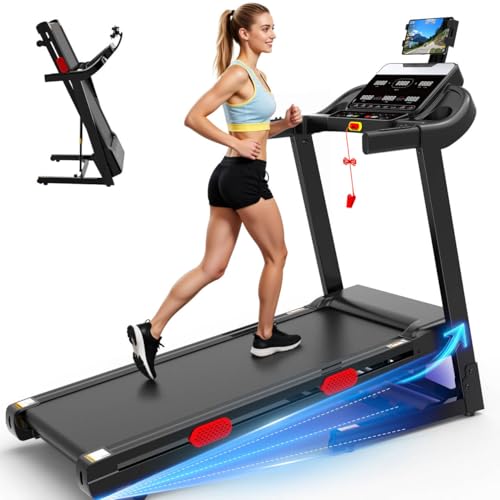 Image of 15% Auto Incline Treadmill, 330lb Capacity Foldable Treadmill for Home, 3.8HP, 9MPH, 105 Programs, Wider Running Belt, Smart APP Portable Jogging Walking Electric Treadmill