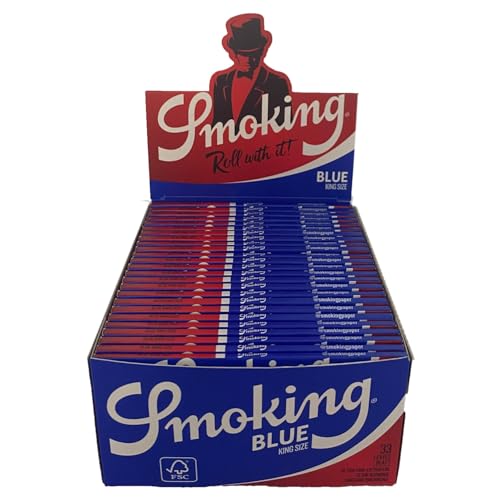 1 Box Smoking Blue Slim King Size Papers 50 x 33 Blättchen Blau Long Papers Original