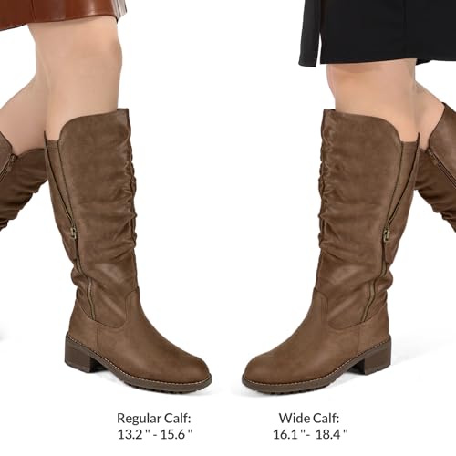 mysoft Women's Knee High Boots Side Zipper Lug Sole 2 Inch Stacked Chunky Heel Boots4