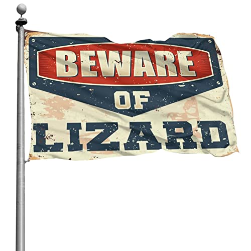 Drapeau méfiez-vous du lézard 152x244 cm pour déco murale de chambre fille