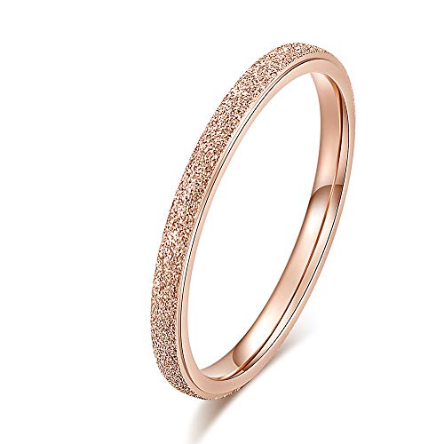 LOVE Beauties 2mm Women's Titanium Rose Gold Wedding Band Ring 6.5