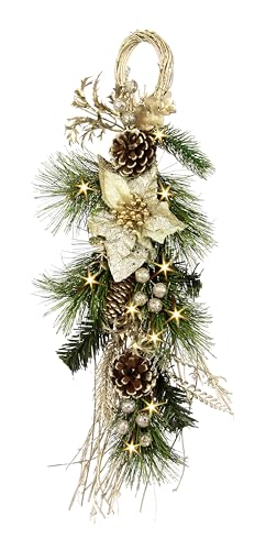 Hängende Tannendeko mit Weihnachtsstern Dekozweige Zapfen...