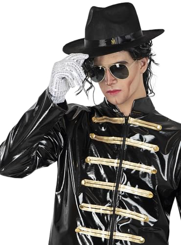 Funidelia | Kit disfraz de Michael Jackson para hombre Música Pop, Grupos Musicales, Cantantes, Años 80 - Accesorios para adultos, accesorio para disfraz - Negro