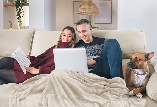 Image of Utopia Bedding Fleece Blanket Queen Size Linen (90x90 Inches) Ultra Soft Warm Lightweight Microfiber Breathable Anti-Static Cozy Bed Blanket, All-Season Home Decor Gift for Men & Women