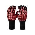 Tanmar BBQ Grill Gloves, 1472°F Extreme Heat Resistant Grilling Gloves Non-Slip Oven Mitts Potholder, Perfect for Barbecue, Cooking, Baking, Fireplace, Smoker - 1 Pair (Red)
