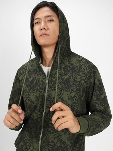 Image of Urbano Fashion Men's Cotton Regular Fit Printed Full Sleeve Casual Hooded Winterwear Sweatshirt