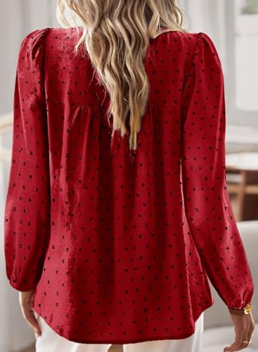 Image of Falechay Womens Tops Flowy Boho Dressy Casual Lace Cute Long Sleeve Shirts