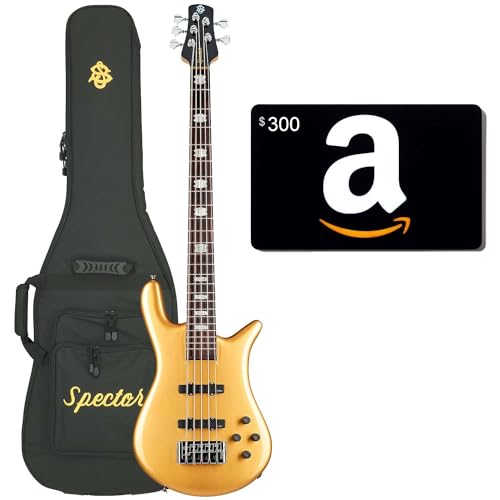 Spector Euro 5 Classic Bass Guitar, Metallic Gold Gloss, Amazon Gift Card $300 Bundle