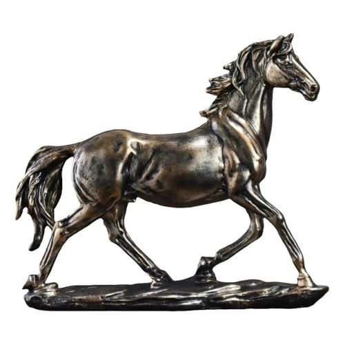 Estatua Caballo en Movimiento de Resina con Acabado Cobre