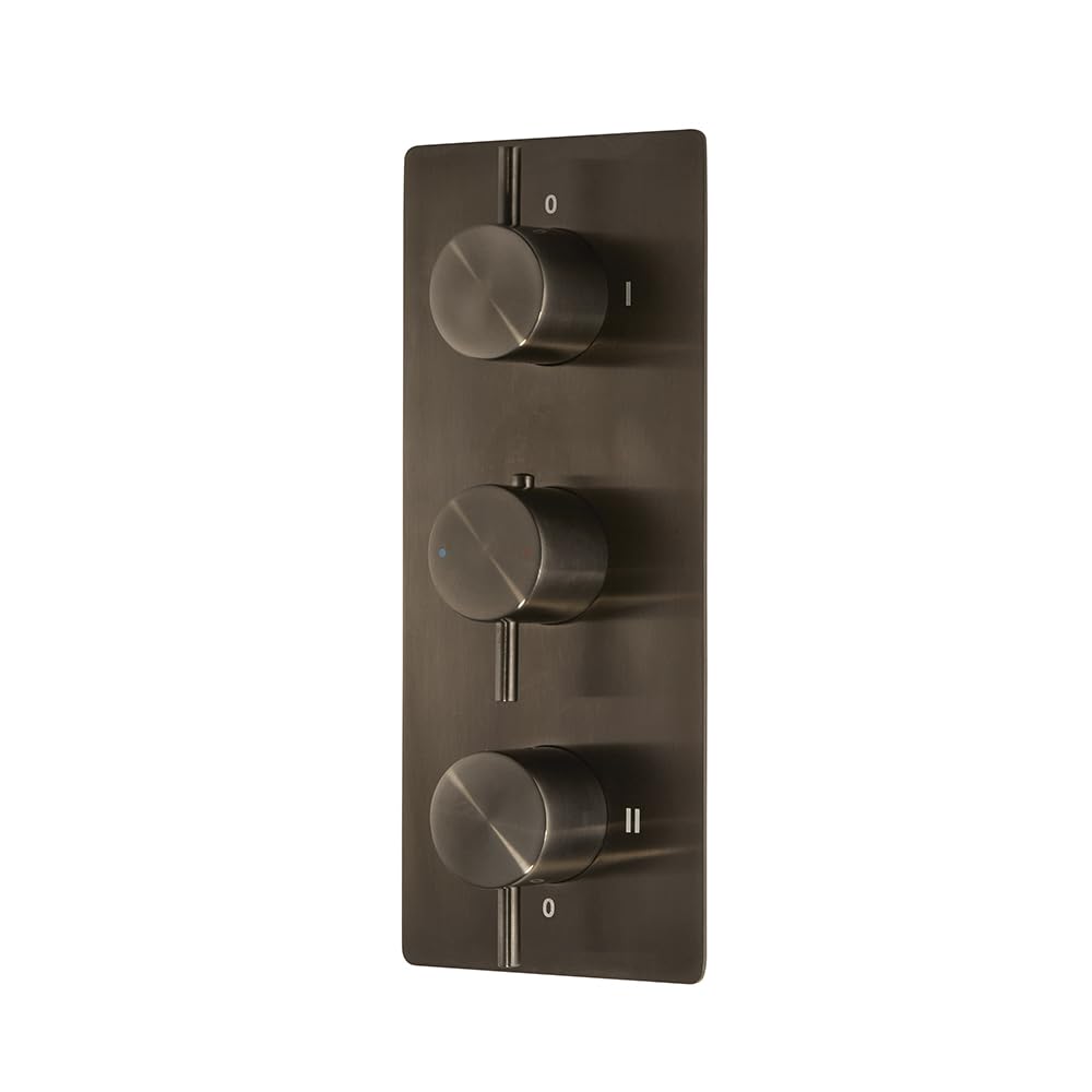 Milano Black Nickel Otto 3 Outlet Triple Diverter Thermostatic Concealed Mixer Shower Valve