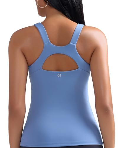 Image of RUNNING GIRL Workout Tops for Women,Racerback Tank Tops with Built in Bras,Padded Sports Bra Yoga Tank Athletic Tops