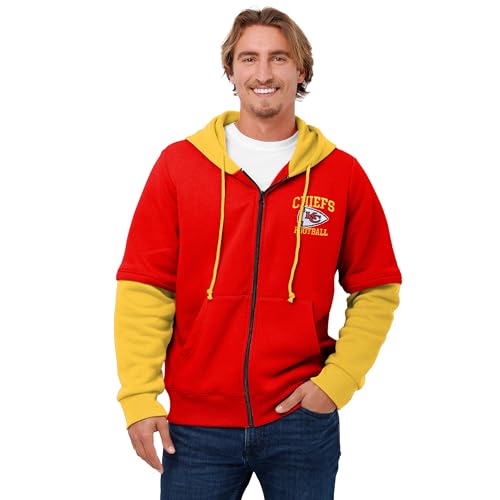 FOCO Kansas City Chiefs NFL Mens Wordmark Long Sleeve Hooded Shirt - S