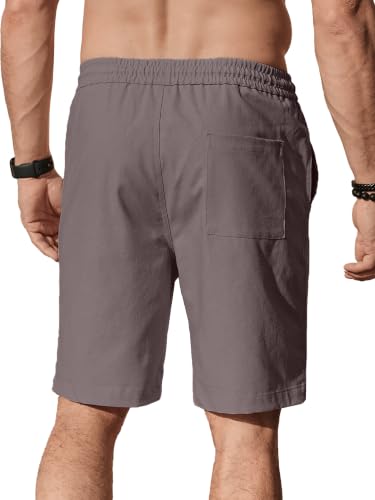 Image of Comdecevis Men's Linen Shorts Casual Elastic Waist Drawstring Summer Beach Vacation Yoga Golf Shorts with Pockets