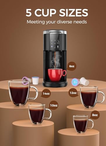 Image of Electactic Single Serve Coffee Maker, 2 in 1 Kcup Pod & Ground Coffee Brewer, 40 Oz Removable Water Tank, 5 Brew Sizes 6-14 Oz, Self-cleaning Fast Heating Coffee Machine for Home Office