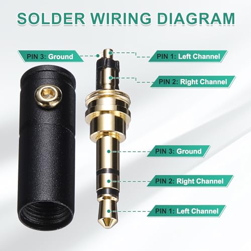 Conector de audio 3.5mm TRRS macho 2 piezas miniatura 5