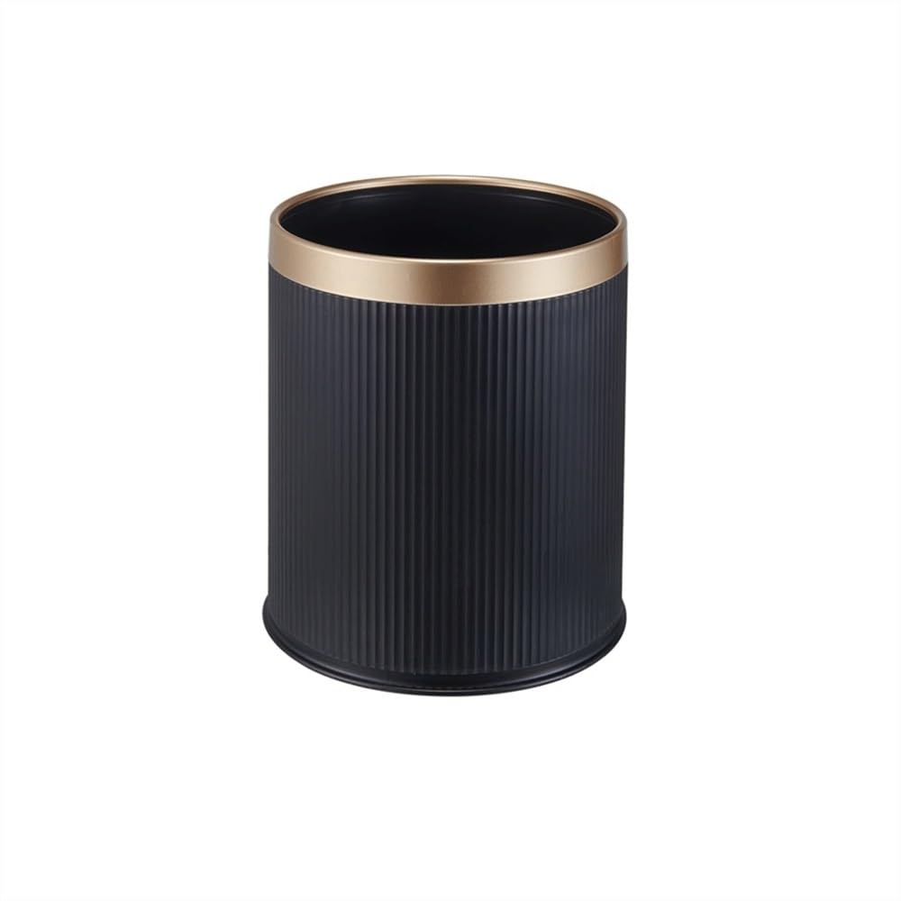 Kitchen Trash Can Wastebasket, Round Lidless Plastic Material with Double Barrel Design Suitable for Home Kitchen and Coffee Shop Waste Paper Basket Garbage Can (Black)
