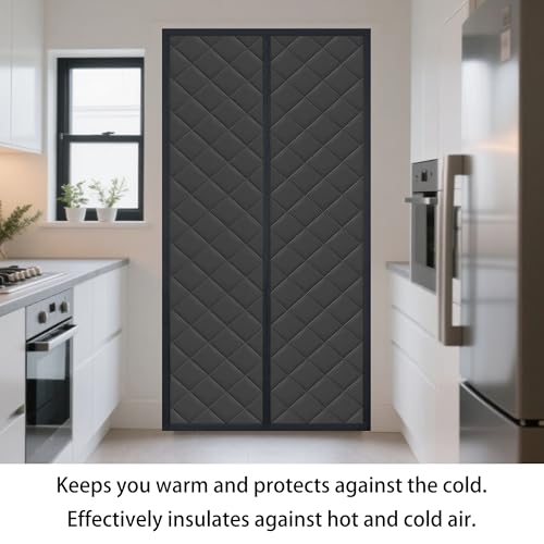 Rideau de porte thermique magnétique noir pour cave, balcon et terrasse - 3
