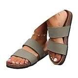 ticticlily Sandalias Mujer Corcho Zapatillas de Moda de Verano Mules Sandalia Planas Zuecos A Caqui 38 EU