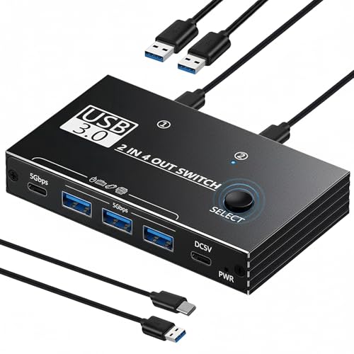Commutazione semplice: tocca il pulsante dell'interruttore per commutare liberamente più dispositivi USB tra due computer. Il dispositivo è dotato di una spia luminosa che consente di vedere in tempo reale lo stato di connessione del dispositivo